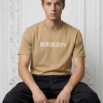 BURB Logo Print Inspire Men Tshirt - Beige