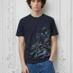 HRMS Horse Embroidery Inspire Men Navy Tshirt - Blue