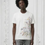 HRMS Horse Embroidery Inspire Men Navy Tshirt - White