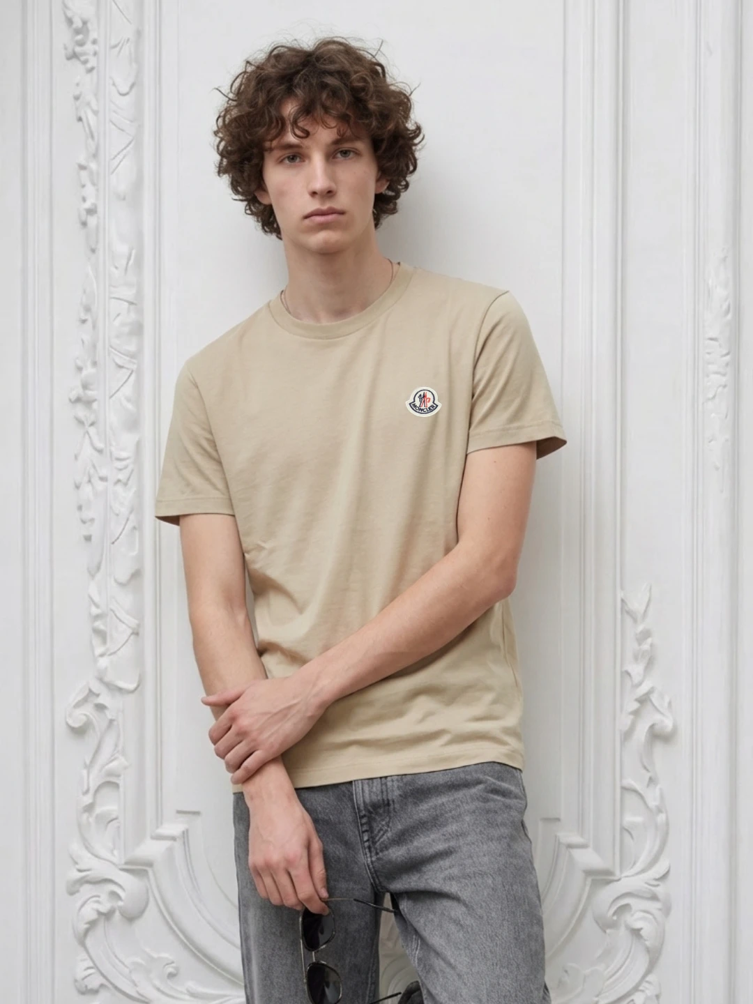 MNCLR Logo Patch Inspire Men Beige Tshirt