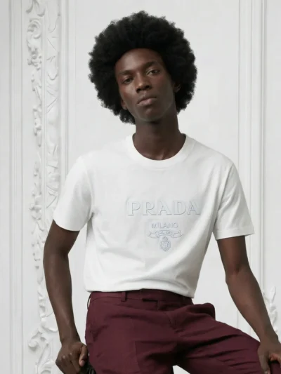 PRDA Style Milano Logo Men White Tshirt